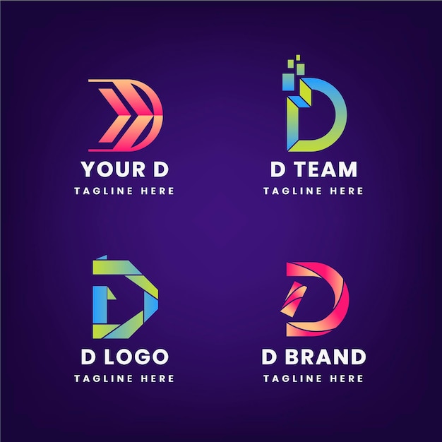 Free vector pack of different gradient d logo