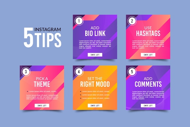 Free vector pack of different instagram posts