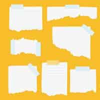 Free vector pack of different torn papers with tape