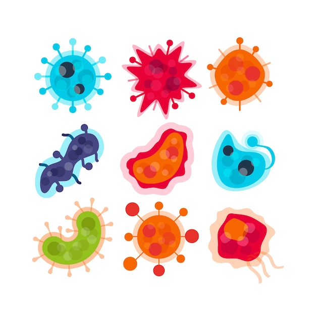 Пакет различных вирусов иллюстрируется