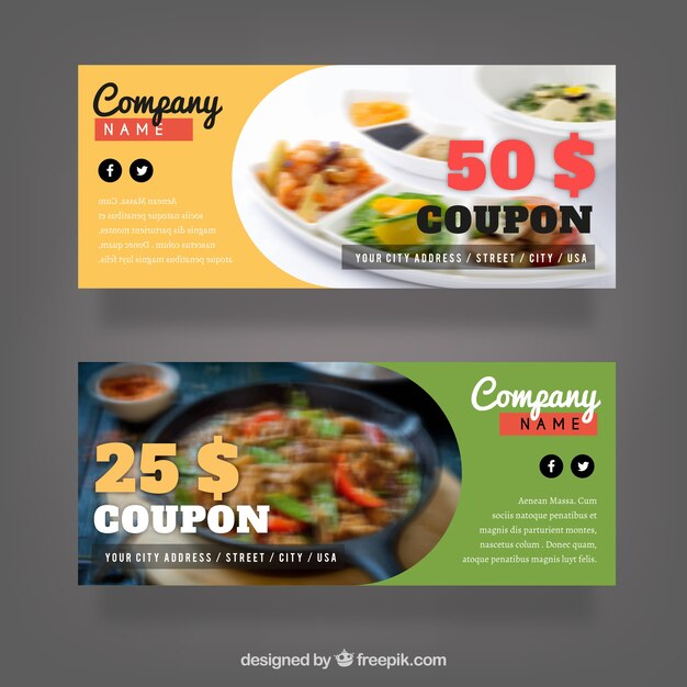 Pack of discount coupons for food