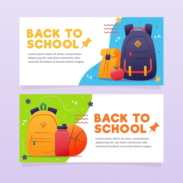 Pack of drawn back to school banners