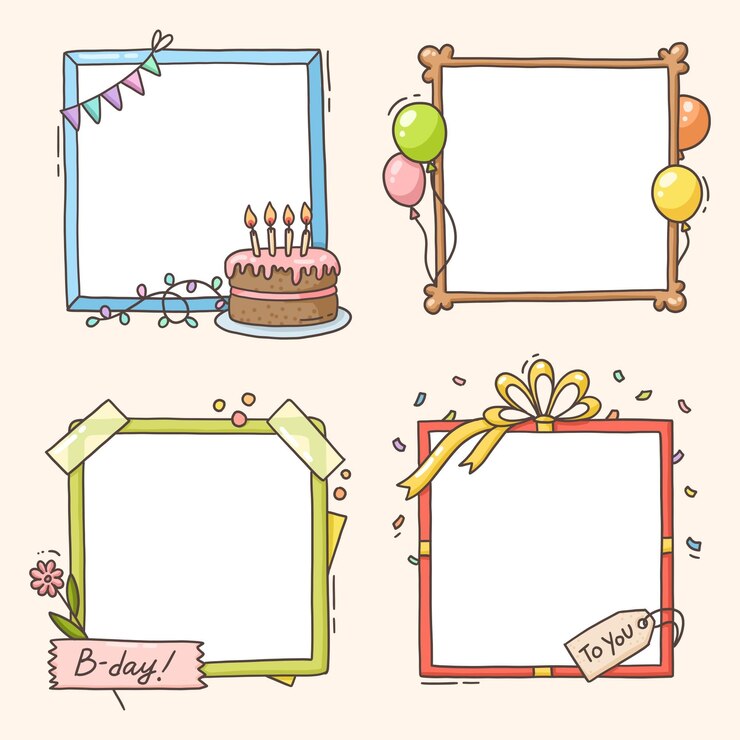 Free Vector pack of drawn birthday collage frame