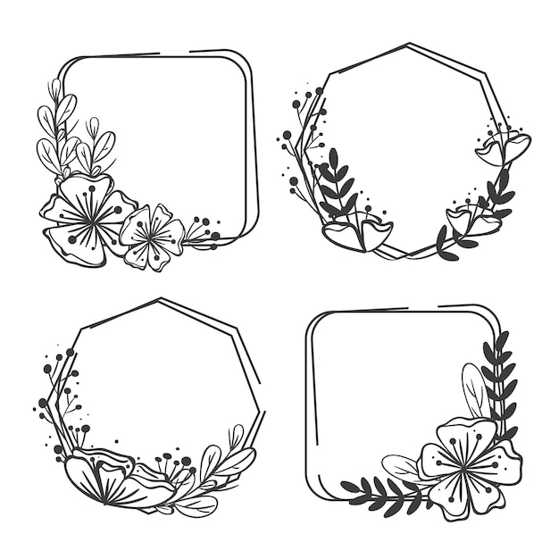 Free vector pack of drawn floral frames