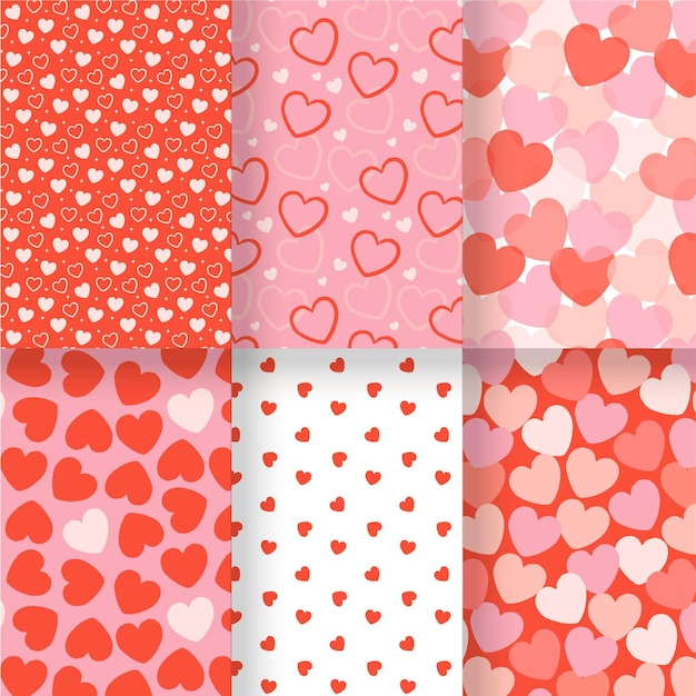 Free vector pack of drawn heart patterns