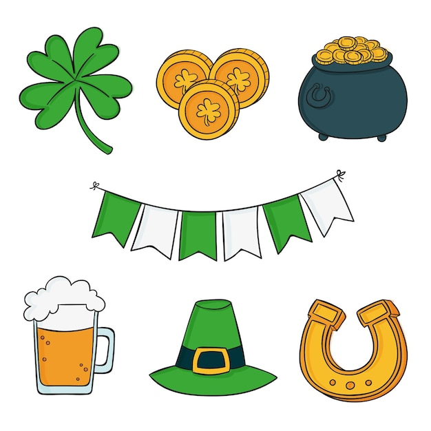 Free vector pack of drawn st. patrick's day elements