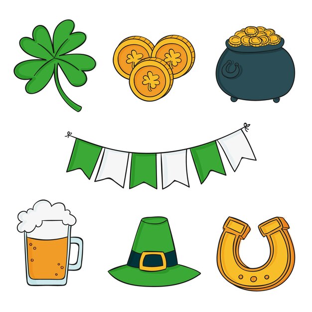 Pack of drawn st. patrick's day elements