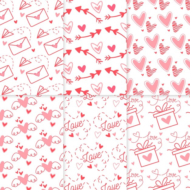 Pack of drawn valentine's day pattern