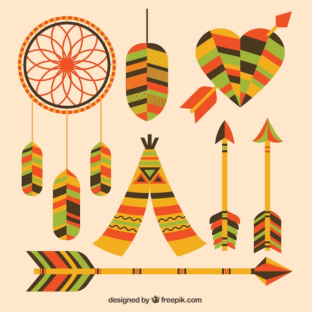 Free vector pack of dreamcatchers and other ethnic elements