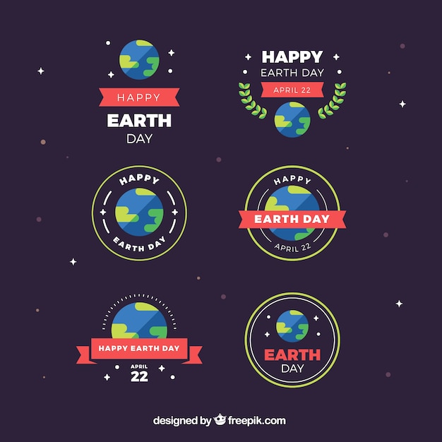 Free vector pack of earth day vintage stickers