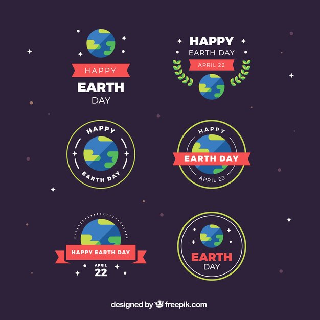 Free Vector pack of earth day vintage stickers