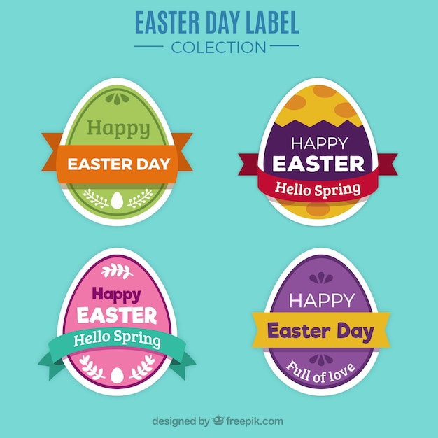 Pack of easter egg stickers in flat design