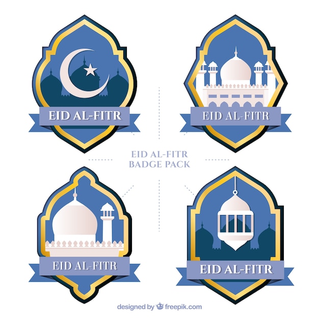Free vector pack of eid al fitr stickers