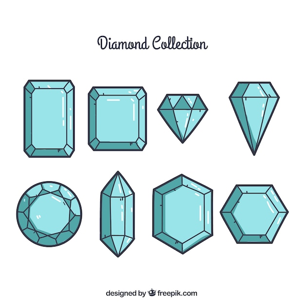 Free vector pack of eight precious gems in flat design