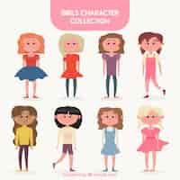 Free vector pack of eight stylish girls