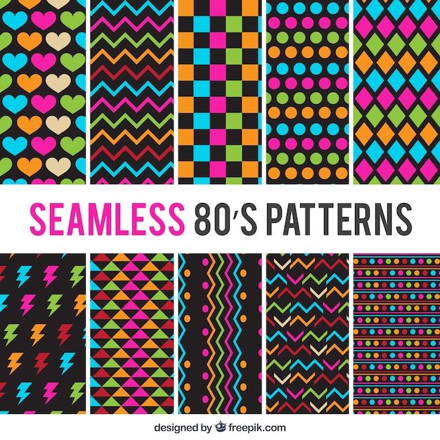 Pack of eighties colored patterns 