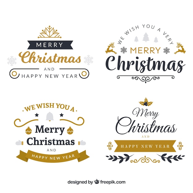 Free vector pack of elegant christmas stickers