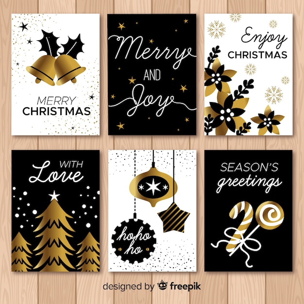 Pack of elegant hand drawn christmas cards