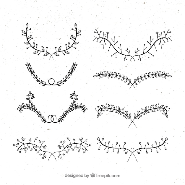 Pack of elegant hand drawn floral ornaments