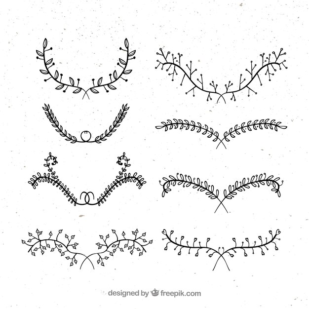 Pack of elegant hand drawn floral ornaments