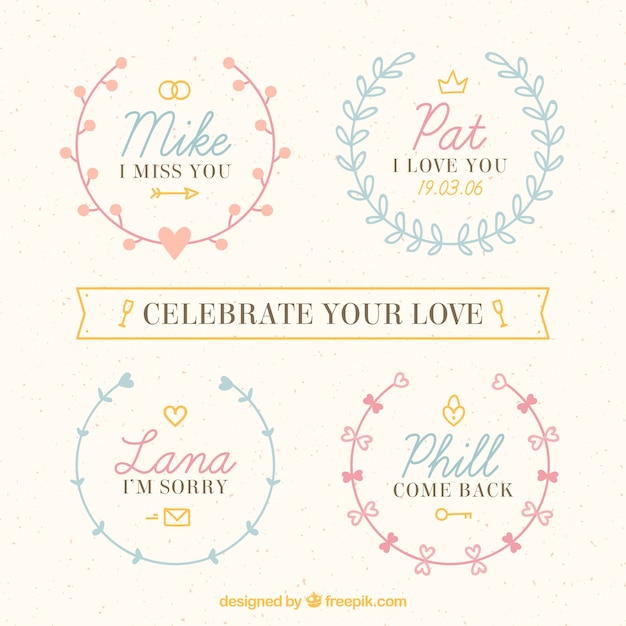 Free vector pack of elegant love badges