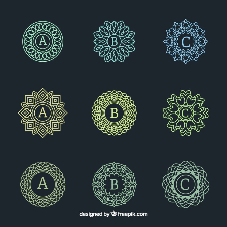 Free Vector pack of elegant ornamental monograms