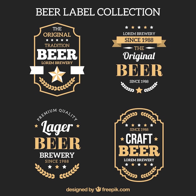 Free vector pack of elegant retro beer stickers