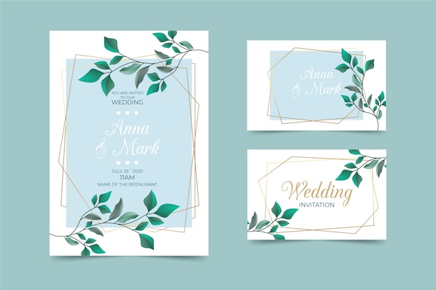 Free vector pack of elegant stationery wedding templates