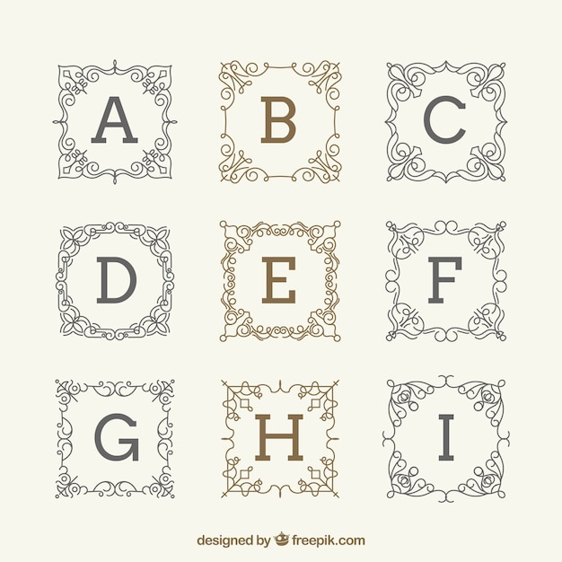 Free vector pack of elegant vintage monograms