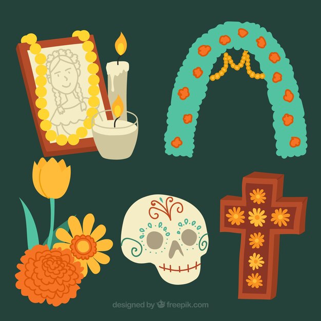 Free Vector pack of elements for day of the dead