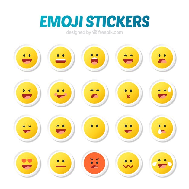 Free vector pack of emoticon stickers in minimalist style