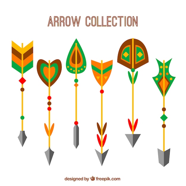 Pack of ethnic arrows in flat design