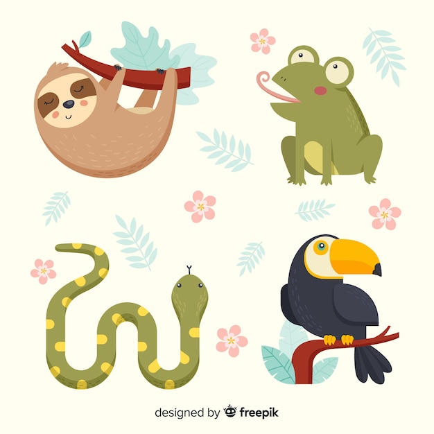 Free vector pack of exotic cute animals