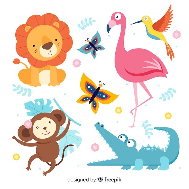 Free vector pack of exotic cute animals