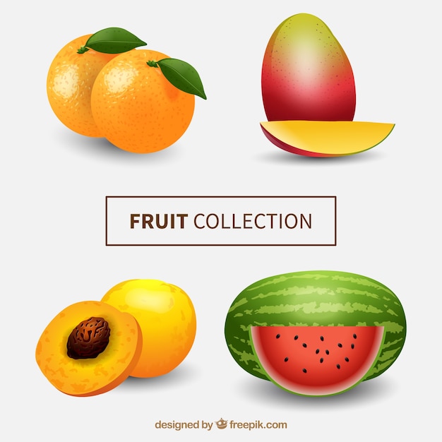 Free vector pack exotic fruits in realistic style