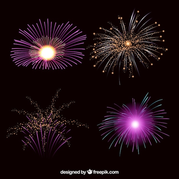 Free vector pack of fireworks