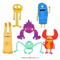 Free vector pack five of monster characters