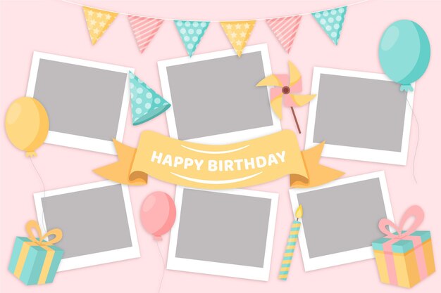 Pack of flat birthday collage frame