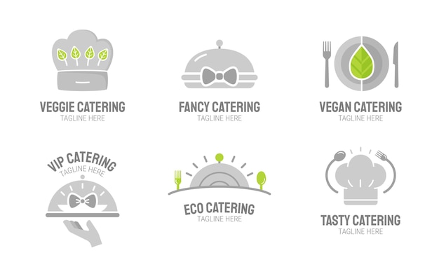Free vector pack of flat catering logo templates