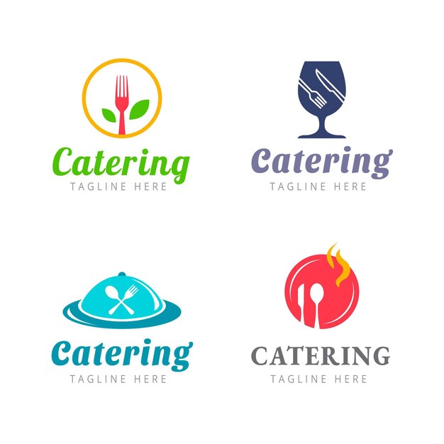 Pack of flat catering logo templates