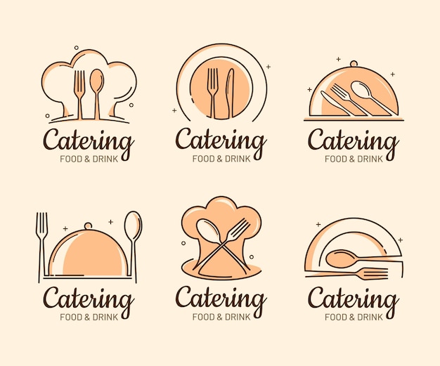 Free vector pack of flat catering logo templates