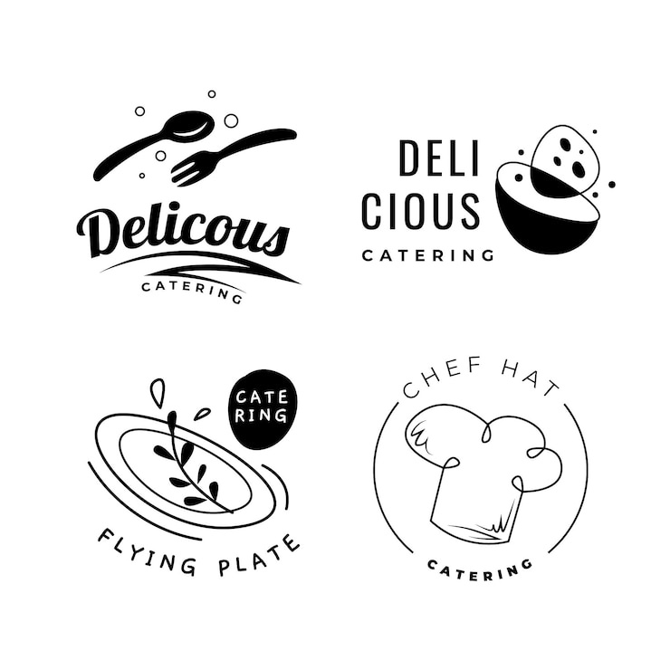 Free Vector pack of flat design catering logos