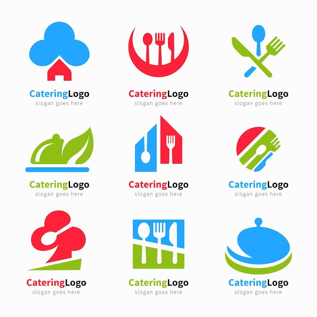 Free vector pack of flat design catering logos