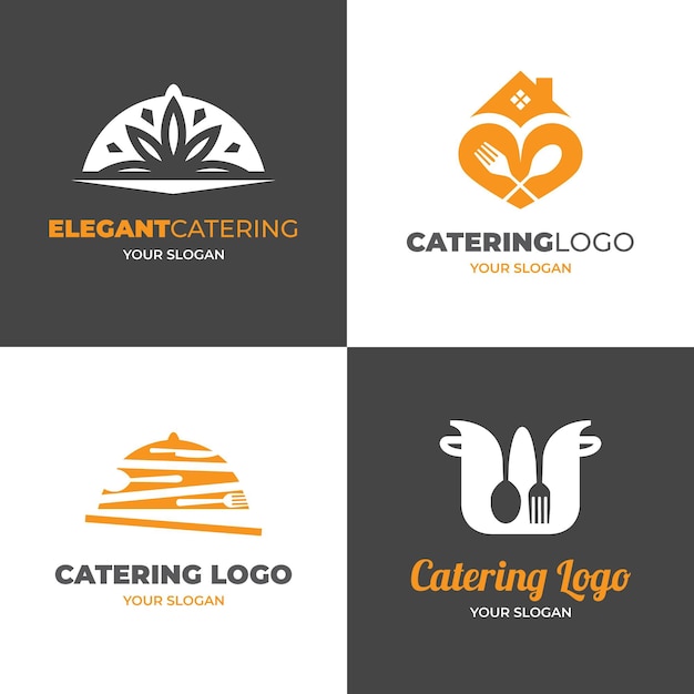 Пакет плоских логотипов кейтеринга