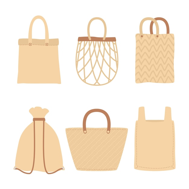 Free vector pack of flat design fabric bag