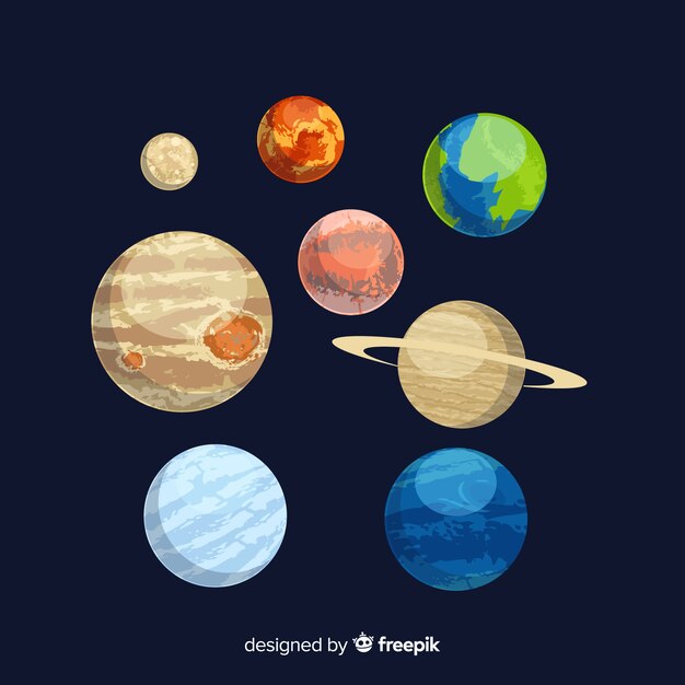 Pack of flat design solar system planets