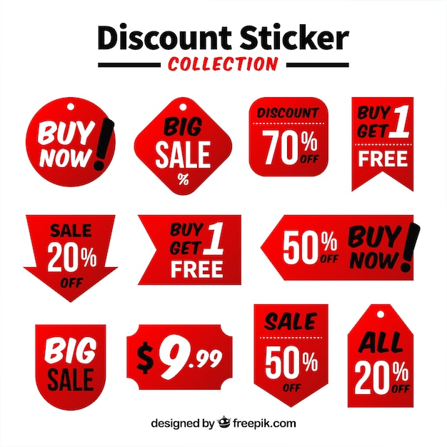 Free vector pack of flat discount stickers