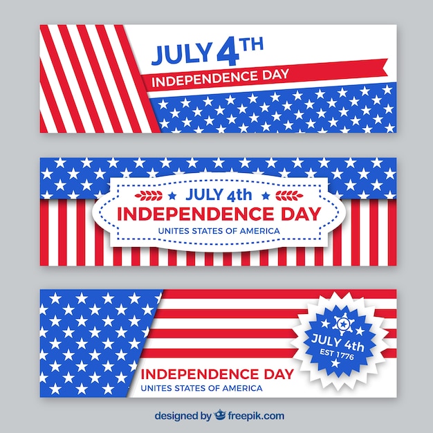 Pack of flat independence day banners