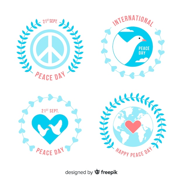 Pack of flat peace day badges