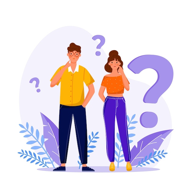 Free vector pack of flat people asking questions